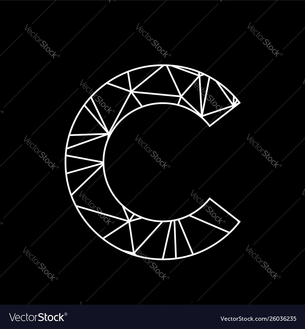 C geometric triangle blockchain font vector image C geometric triangle blockchain font