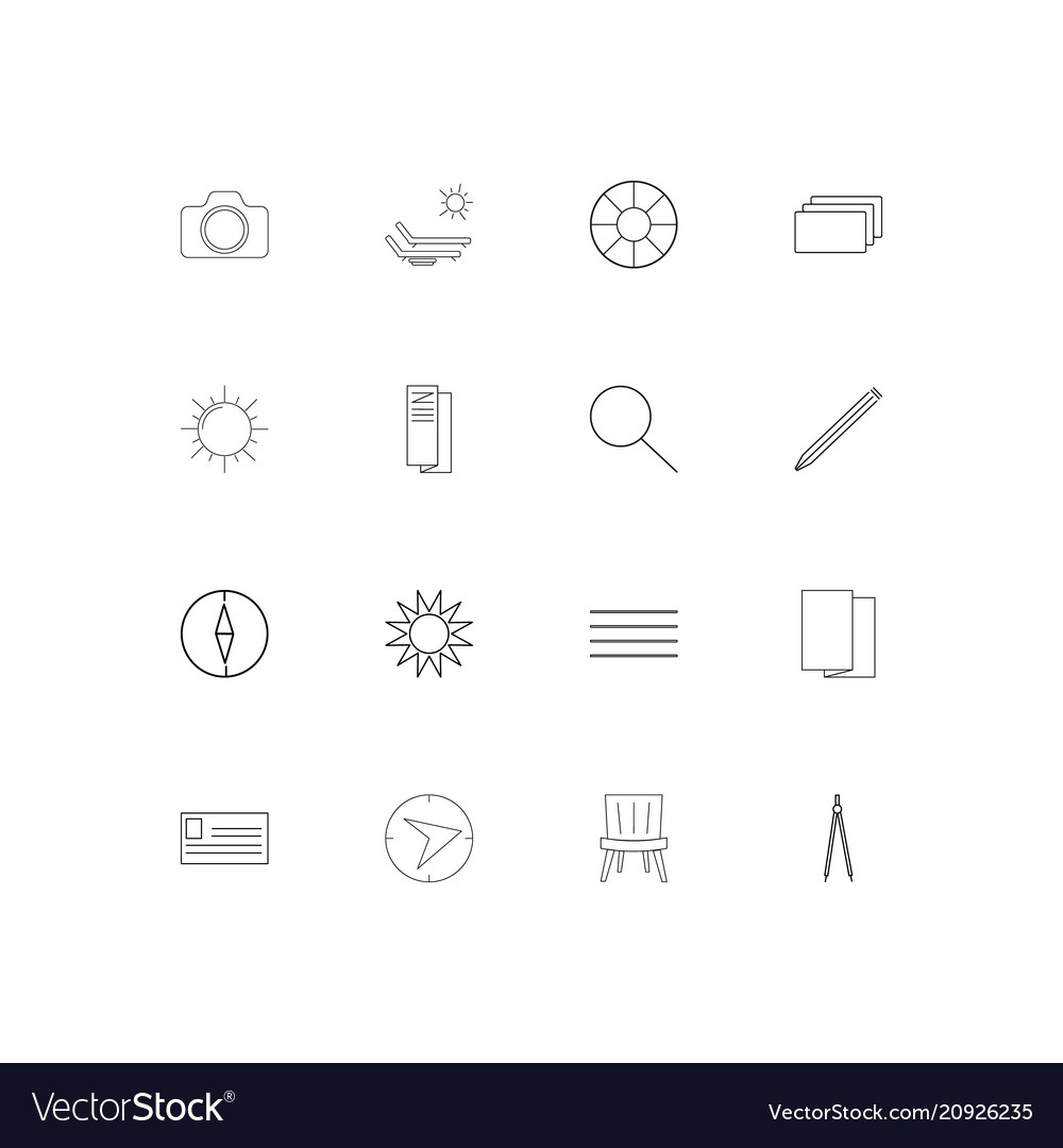 Creative process and design linear thin icons set