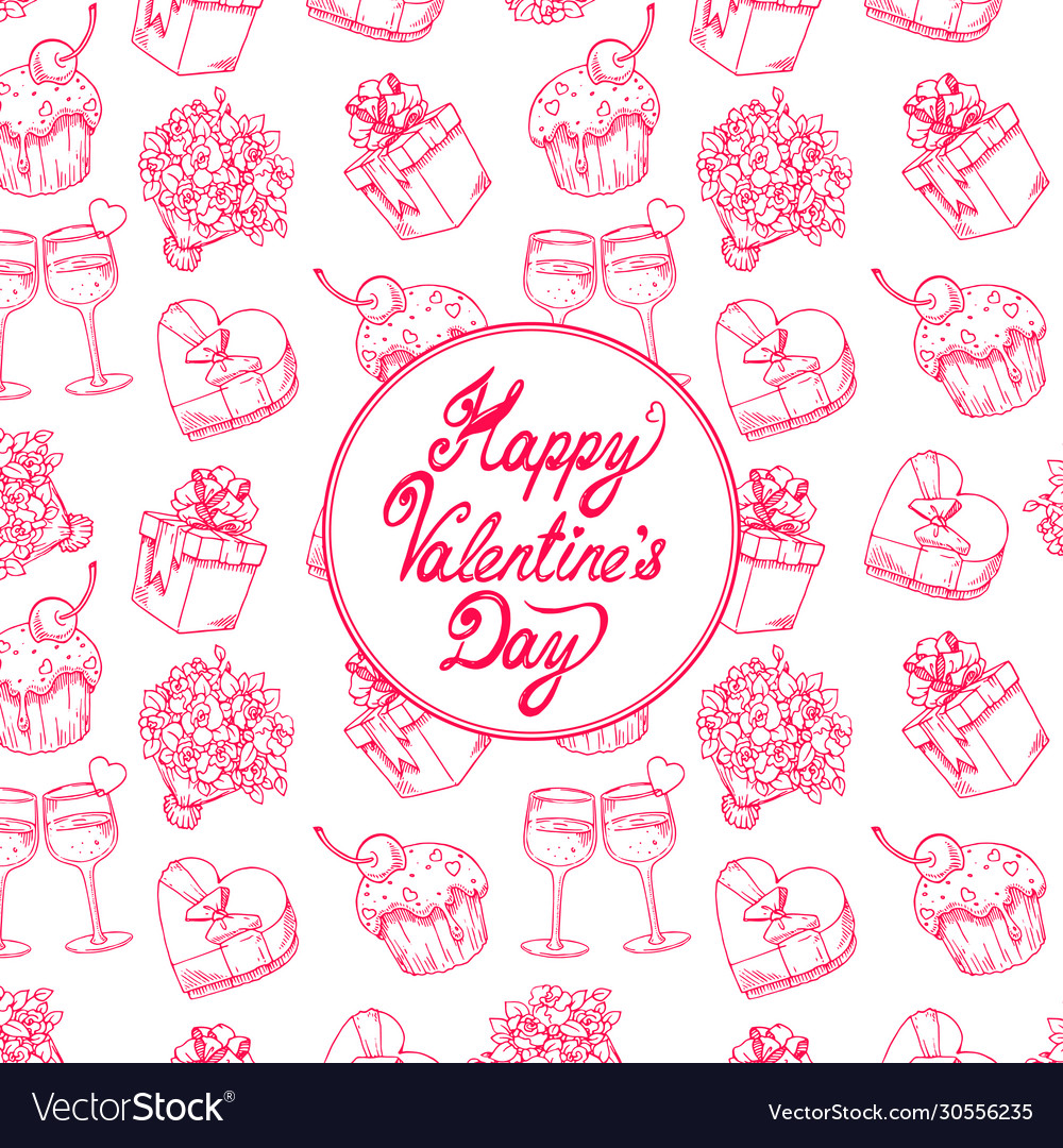 Cute pink card for valentines day Royalty Free Vector Image