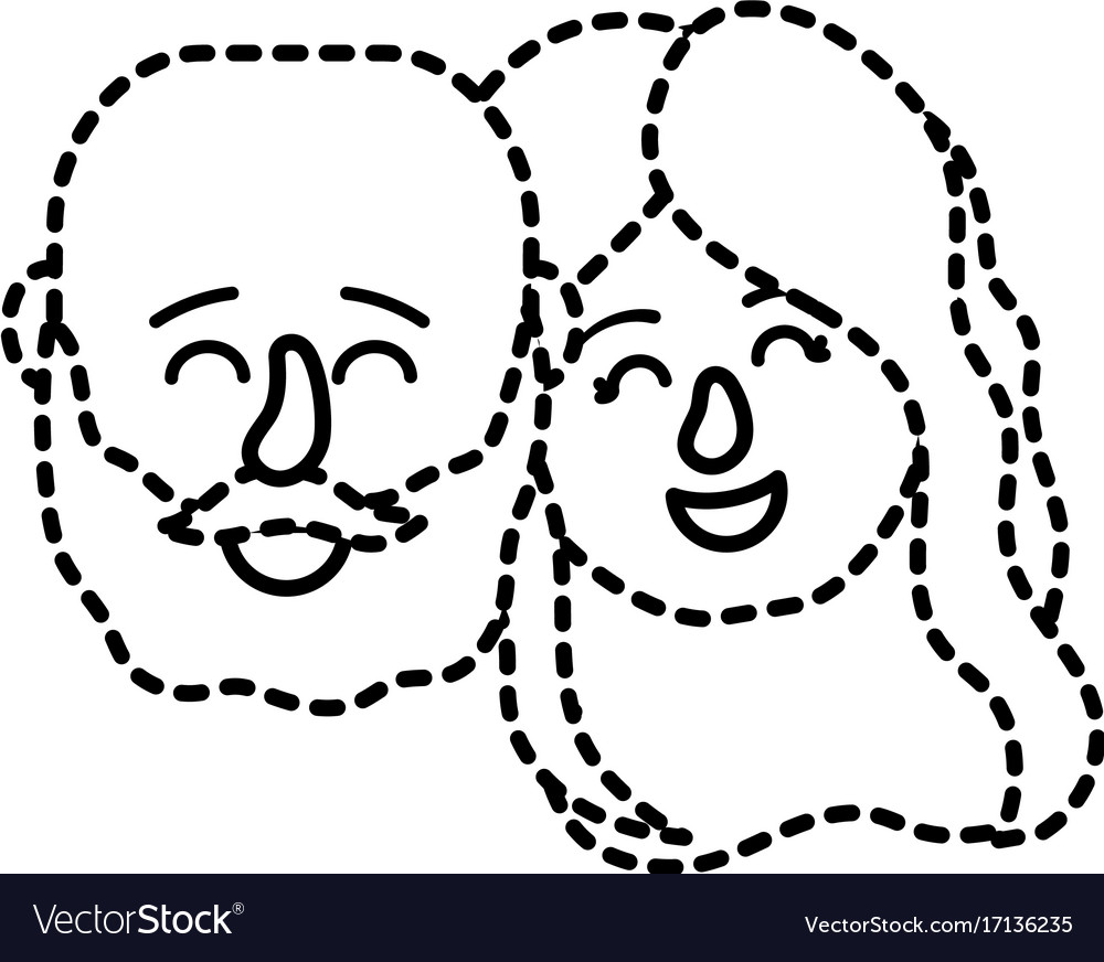 Dotted shape avatar couple head with hairstyle