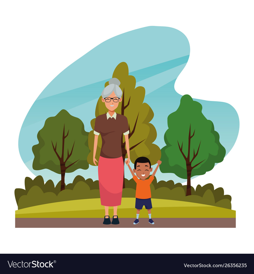 Family grandmother with little grandson Royalty Free Vector