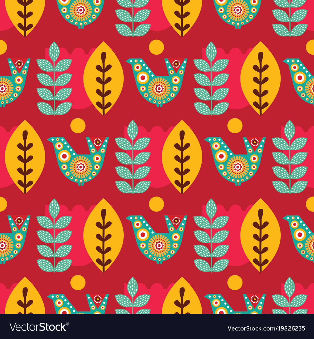 Folk seamless pattern in scandinavian