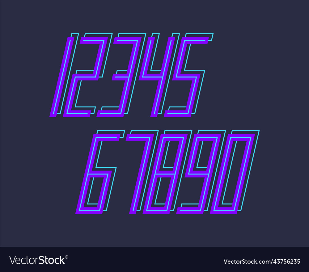 Geometric font 3d effect design numbers space