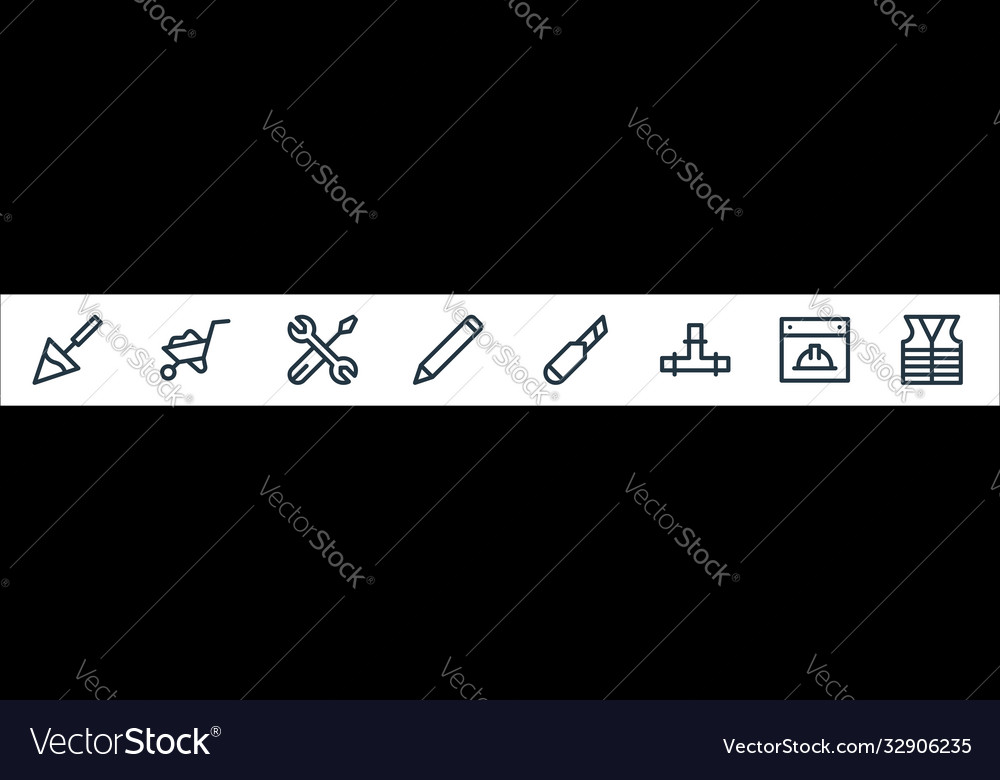 Labour day line icons linear set quality vector image Labour day line icons linear set quality