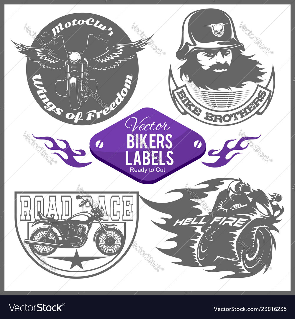 Motorcycle set with vintage custom logos