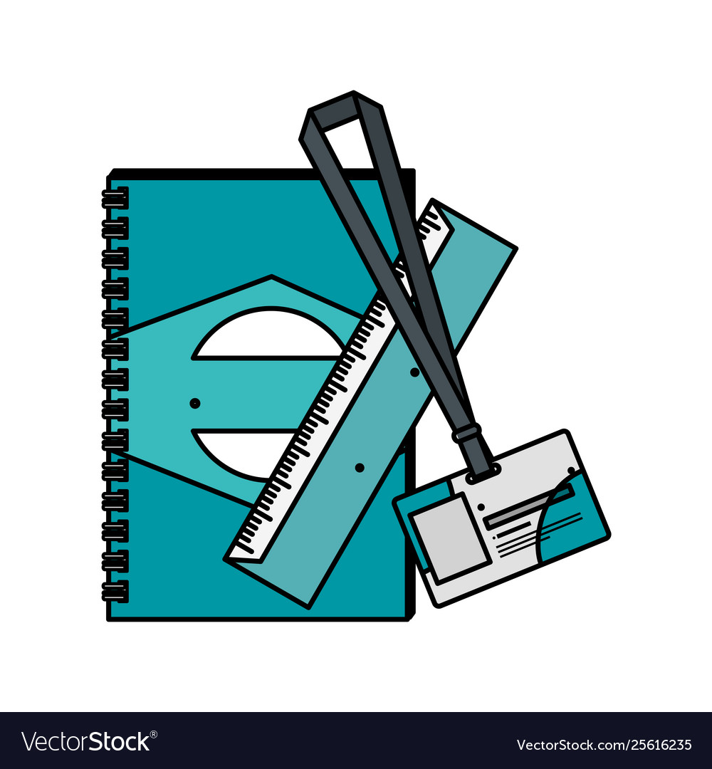 Notepad and rule document with company emblem vector image Notepad and rule document with company emblem