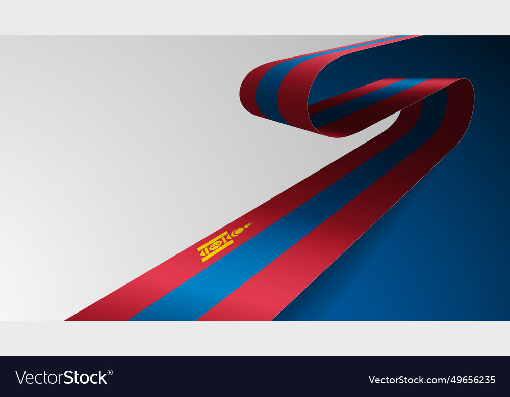Realistic ribbon background with flag of mongolia