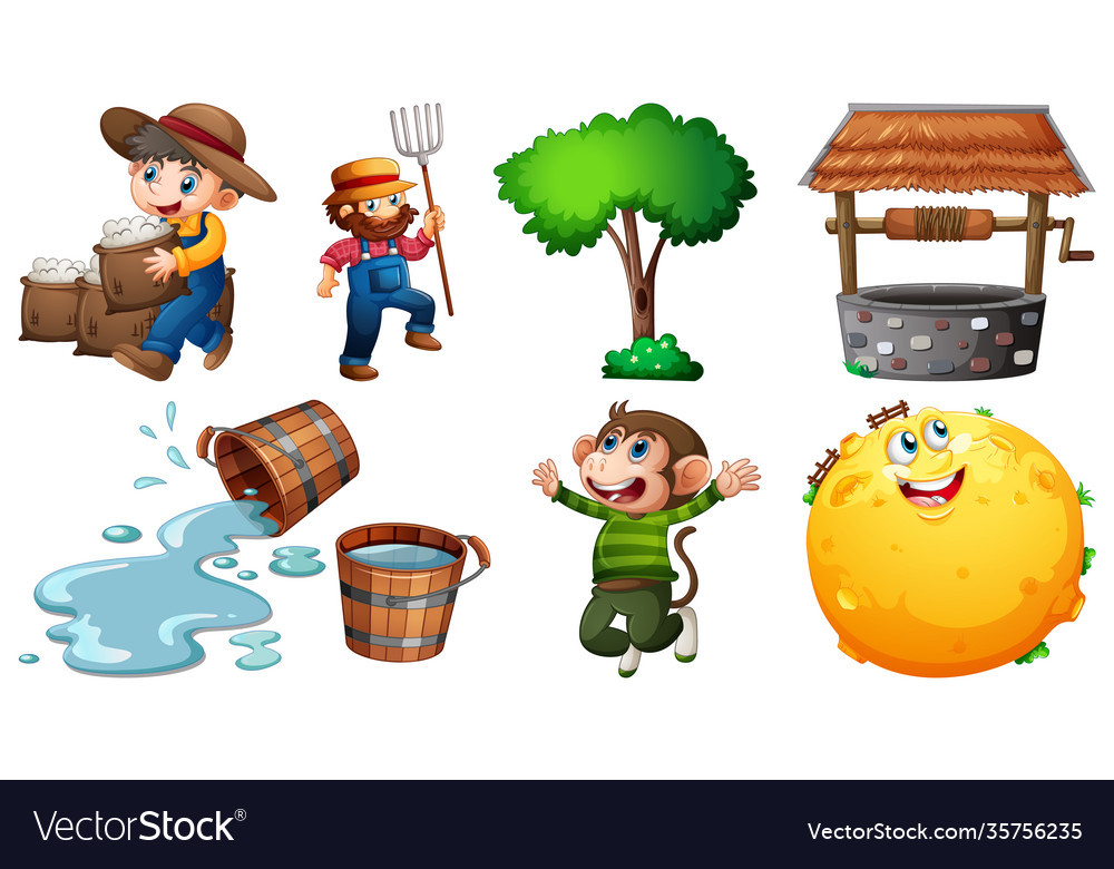 Set different nursery rhyme character isolated