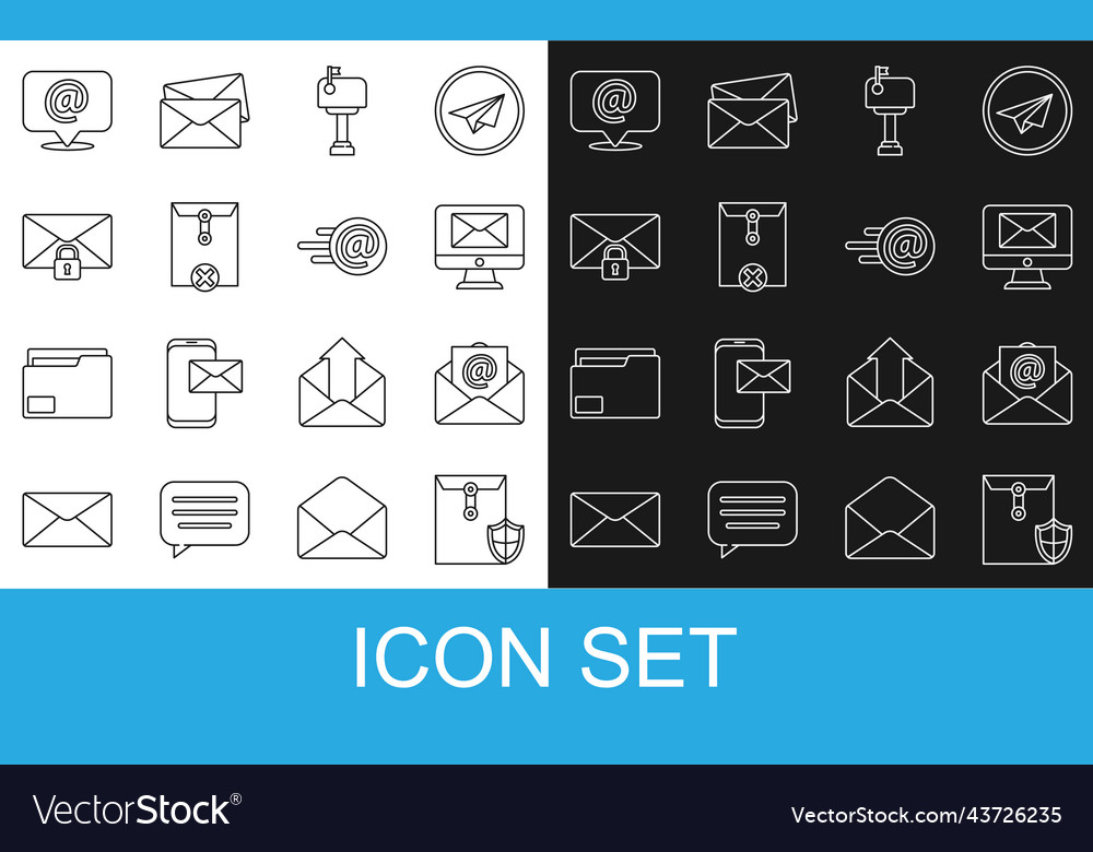Set line envelope with shield mail and e-mail vector image Set line envelope with shield mail and e-mail
