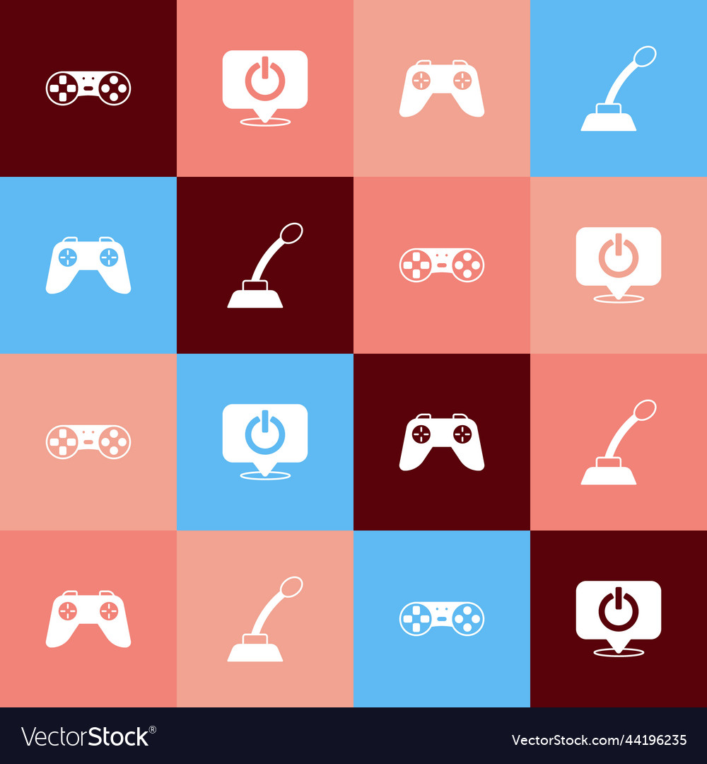 Set pop art game controller or joystick power