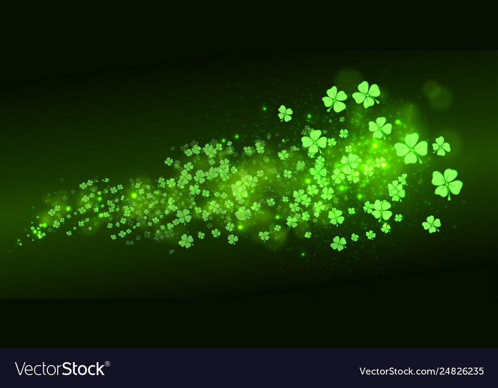 Shiny shamrock background with sparkle and bokeh