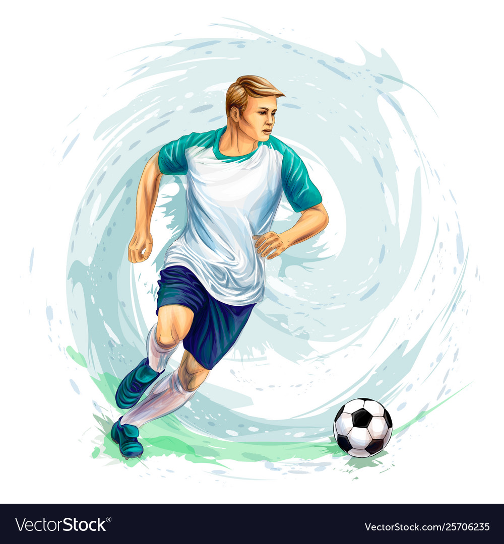 Soccer player with a ball from splash Royalty Free Vector