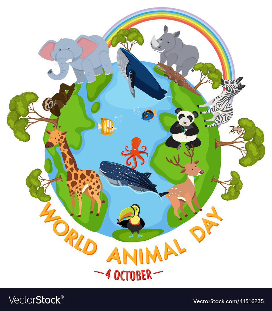 World animal day banner with wild animals Vector Image