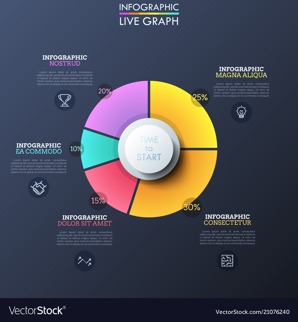 Circular pie chart with colorful sectors Vector Image