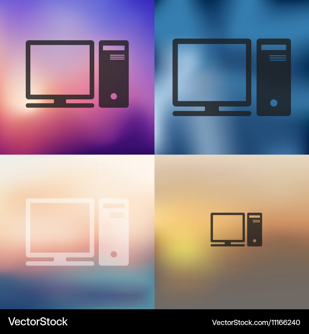 Computer icon on blurred background Royalty Free Vector