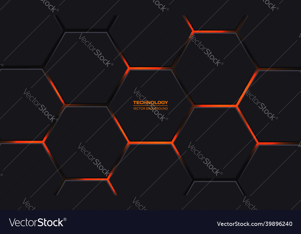 Dark gray and orange hexagonal technology