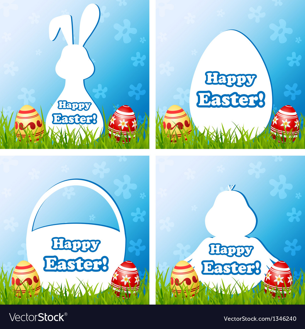 Easter card set with different silhouette text box
