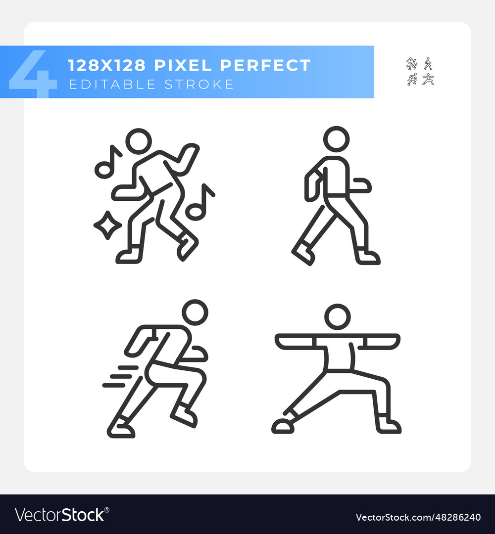 Editable pixel perfect black fitness icons