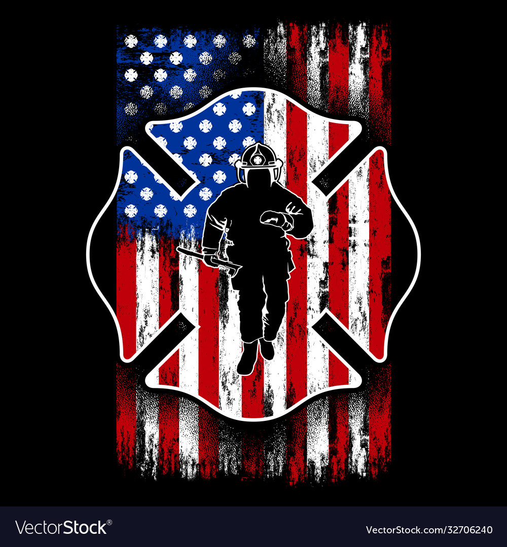 Fireman shield flag - american firefighter Vector Image