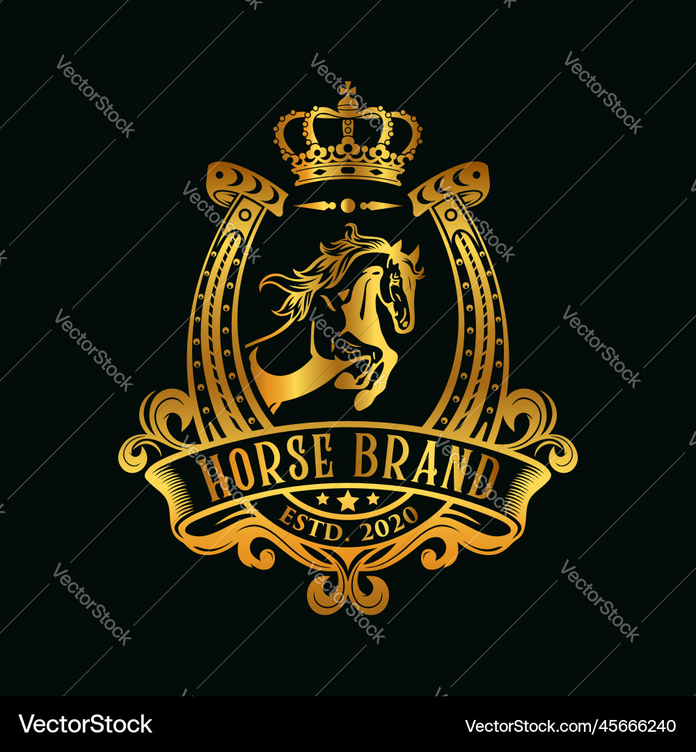 Horse crest or emblem logo design template Vector Image