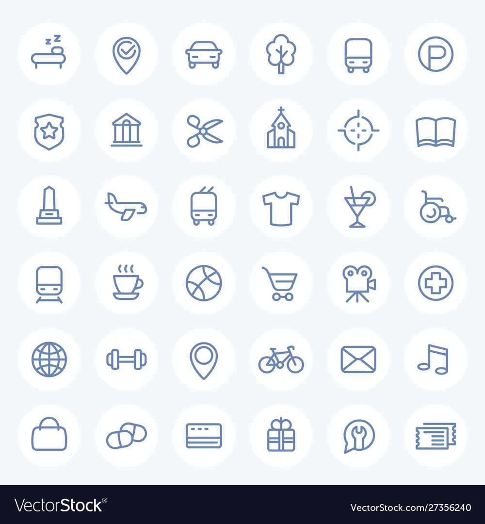 Line icons set on white for maps navigation