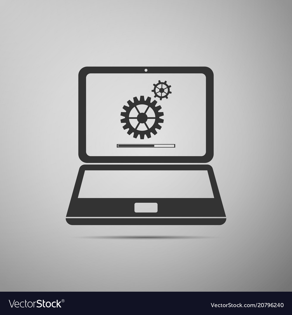 Monitor update process with gearbox progress vector image Monitor update process with gearbox progress