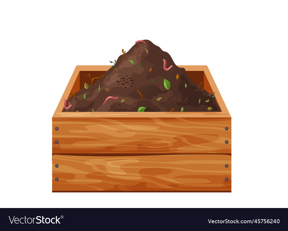 Organic soil heap for compost in wooden box