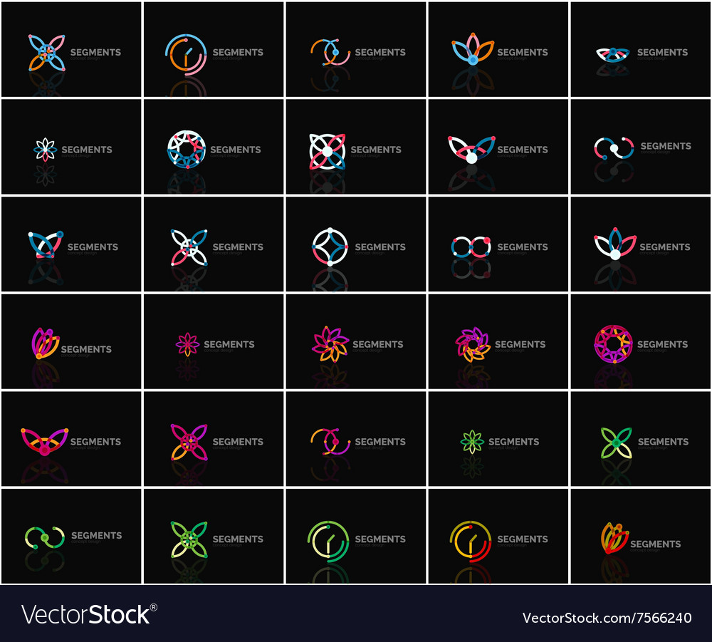 Set of linear abstract logos swirl circle