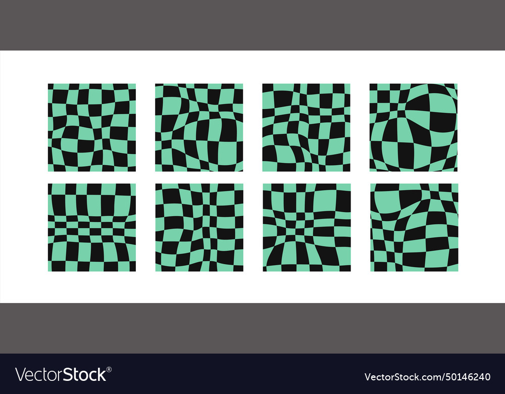 Set of retro psychedelic mesh patterns vector image Set of retro psychedelic mesh patterns