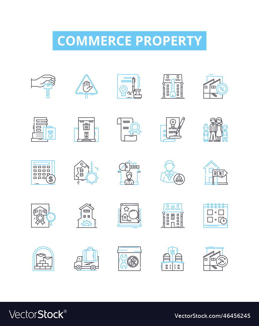 Commerce property line icons set