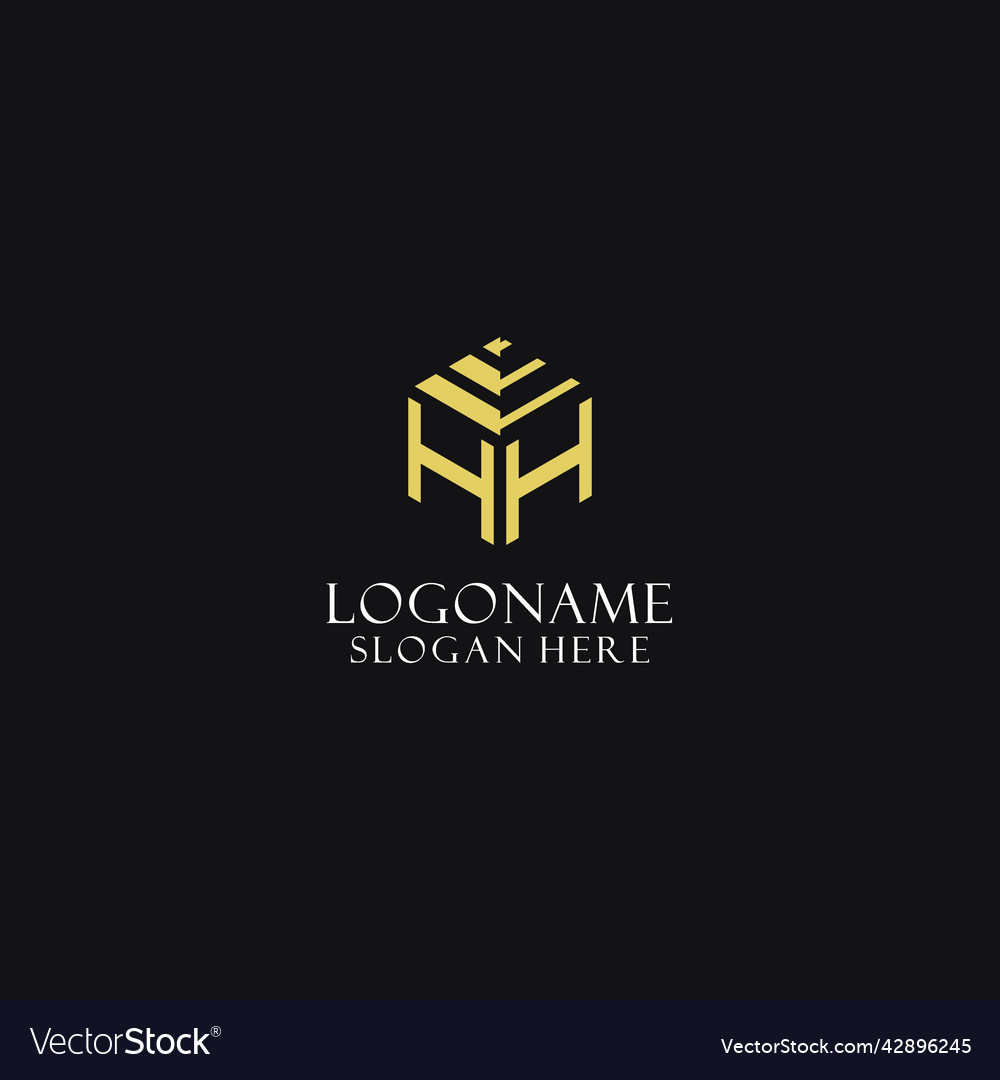 Hh initial monogram with hexagon shape logo Vector Image Hh initial monogram with hexagon shape logo
