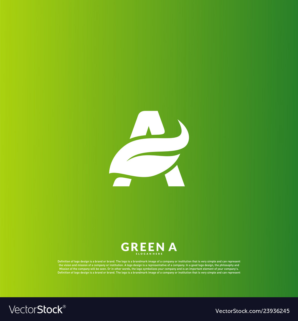 Letter a with leaf logo template green initial