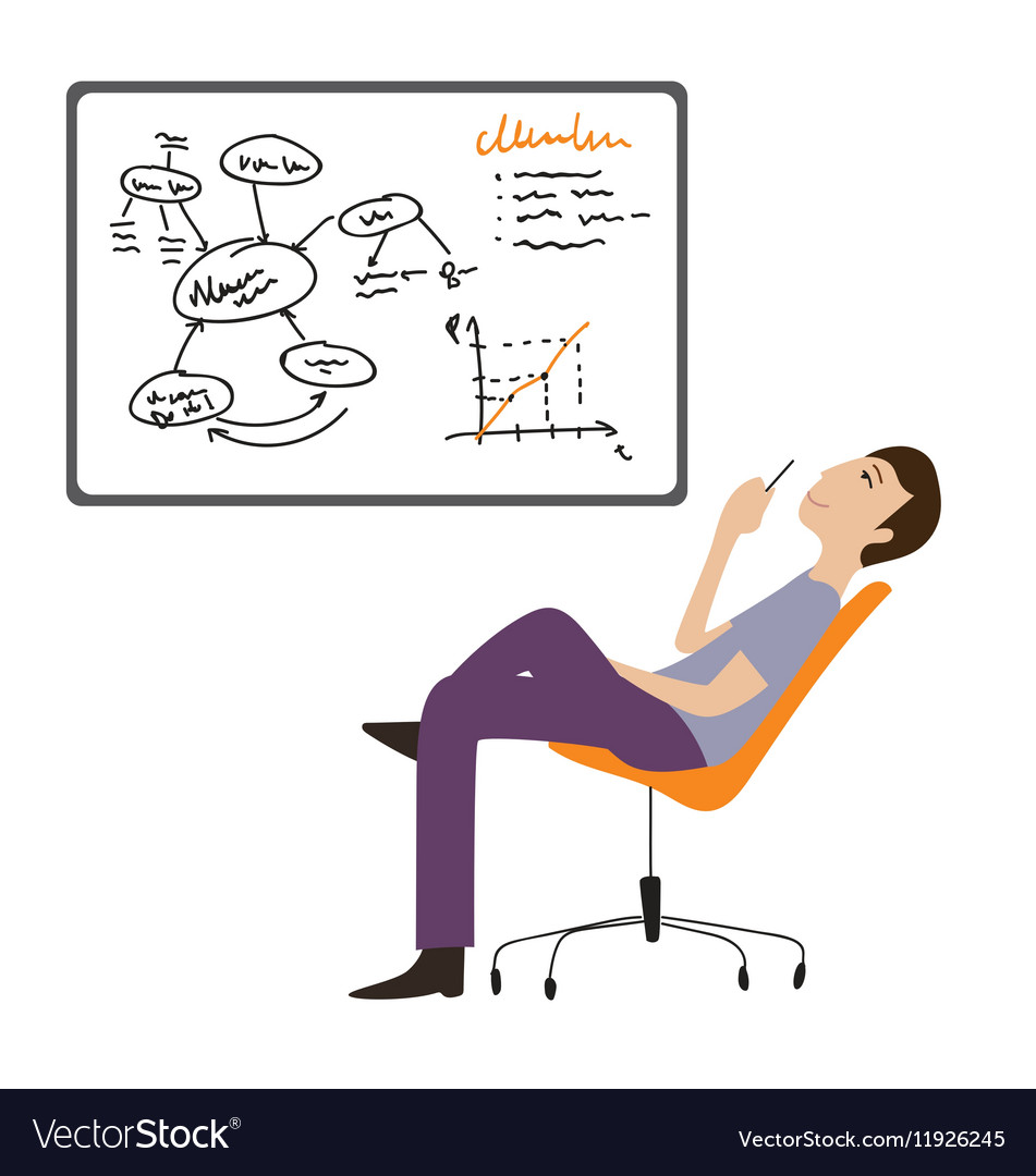 Man working thinking flat