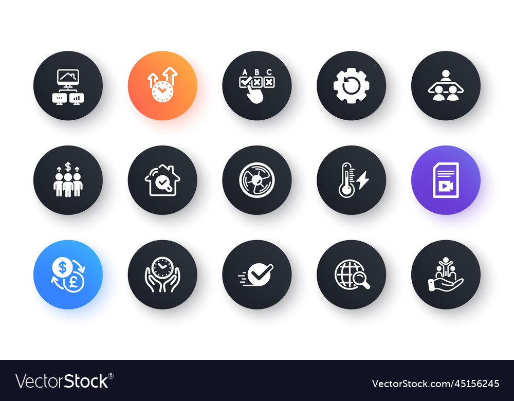 Minimal set of work home checkbox and time vector image Minimal set of work home checkbox and time