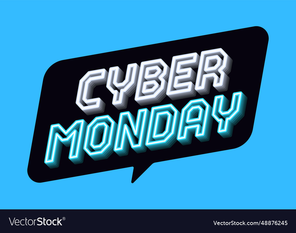 Neon banner of cyber monday sale outline