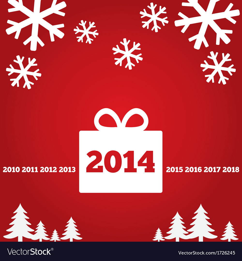 New year greetings card with flat icons 2014