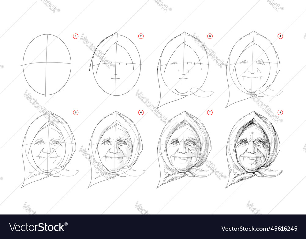 Page shows how to learn draw sketch of old vector image Page shows how to learn draw sketch of old