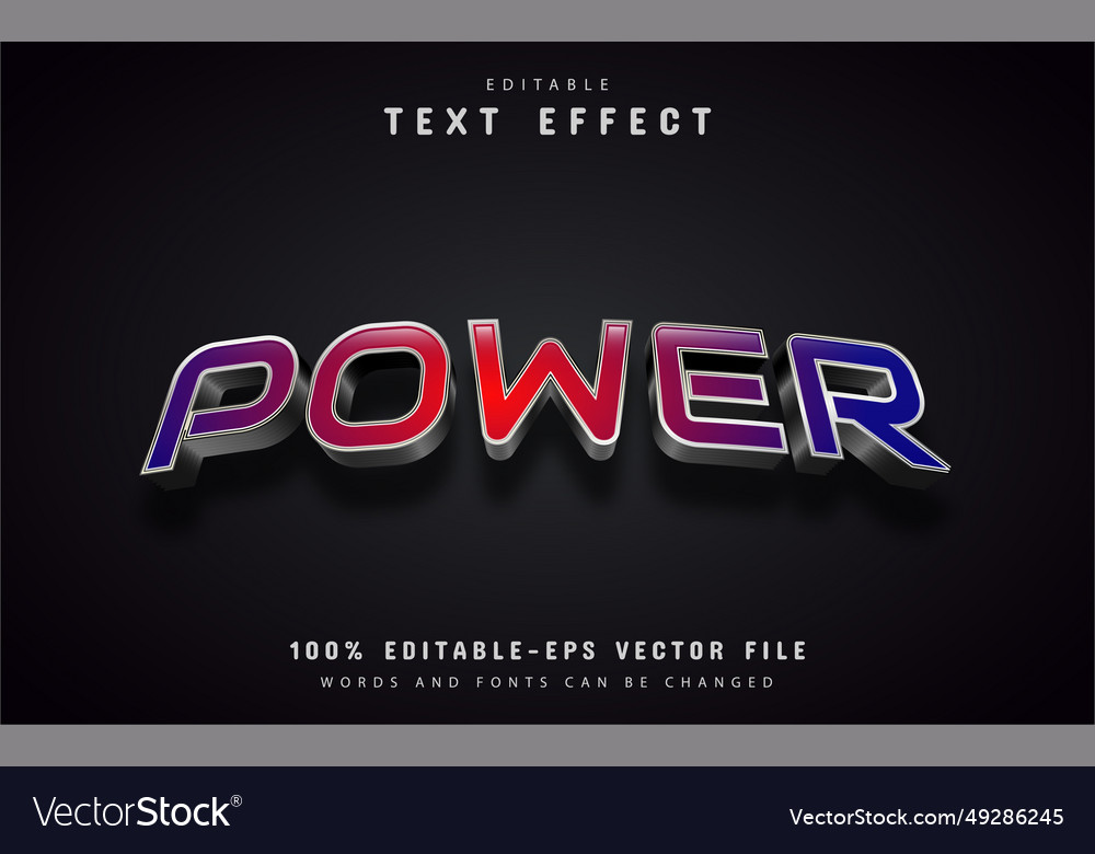 Power text effect editable vector image Power text effect editable
