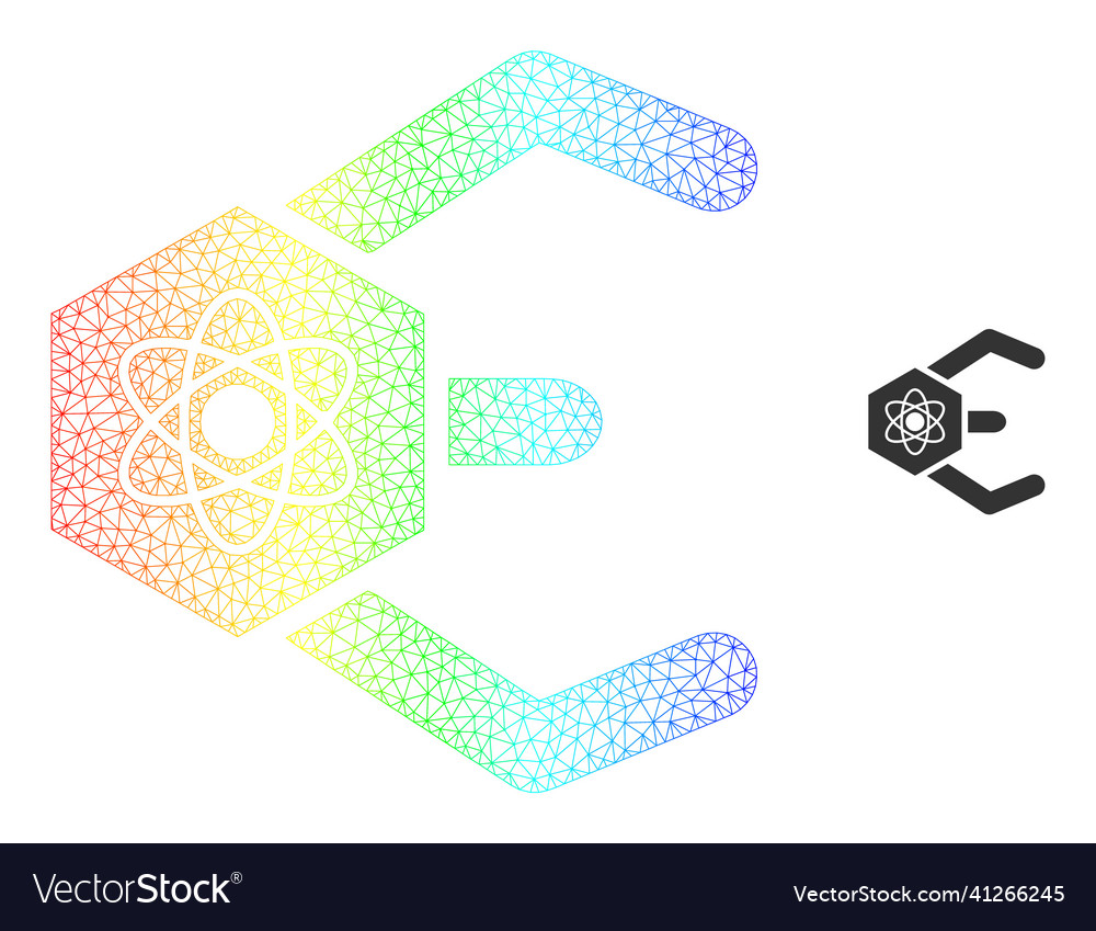 Rainbow network gradient atomic bot icon vector image Rainbow network gradient atomic bot icon
