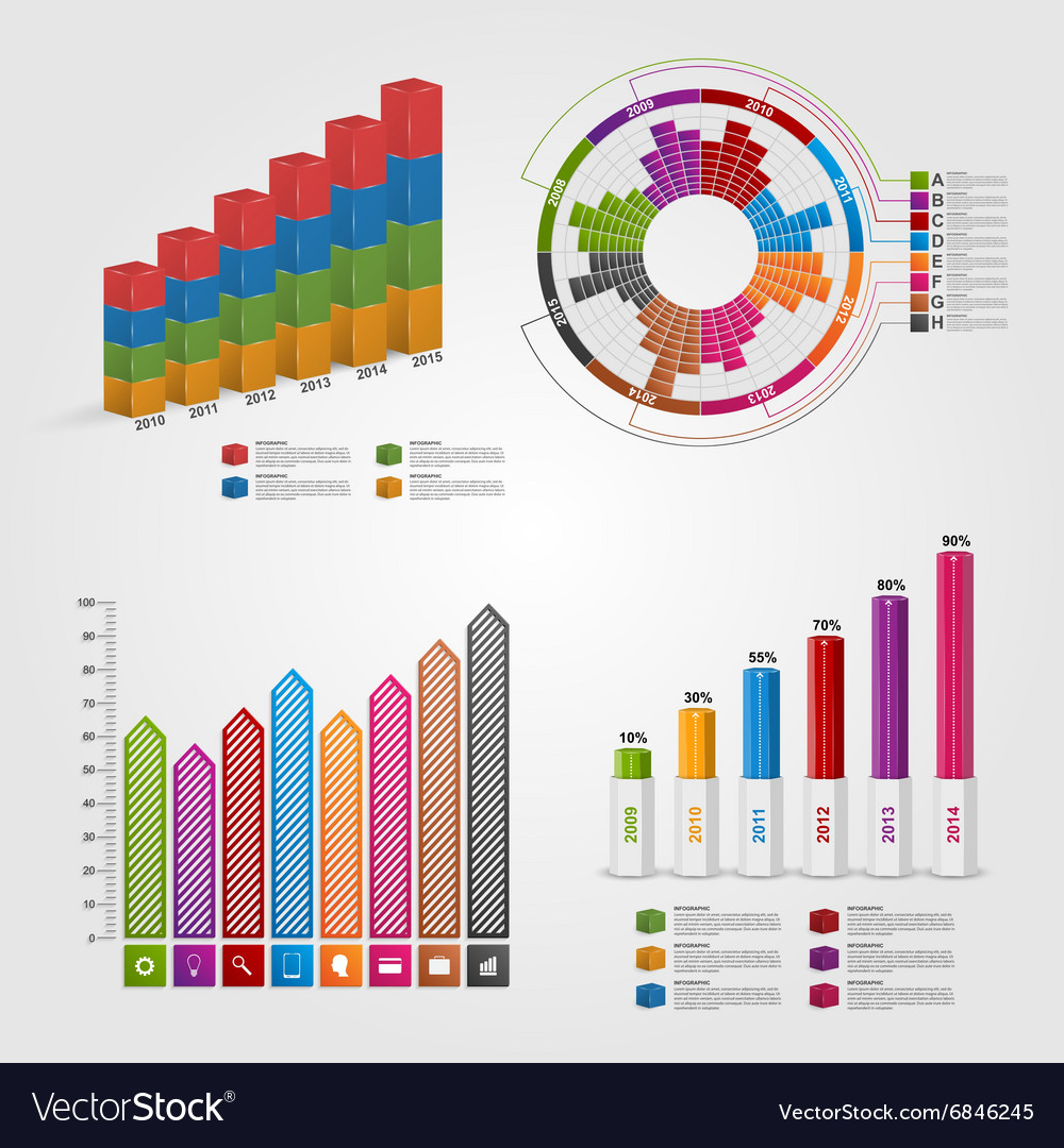 Set colorful business chart for infographic Vector Image