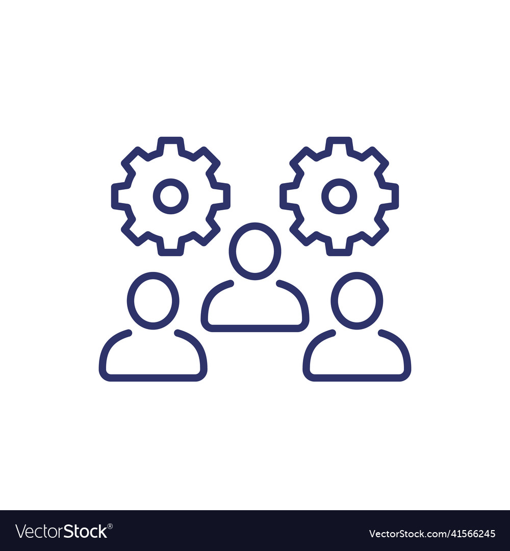 Team interaction and management line icon vector image Team interaction and management line icon