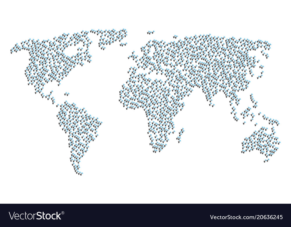 World map pattern of radio transmitter items vector image World map pattern of radio transmitter items