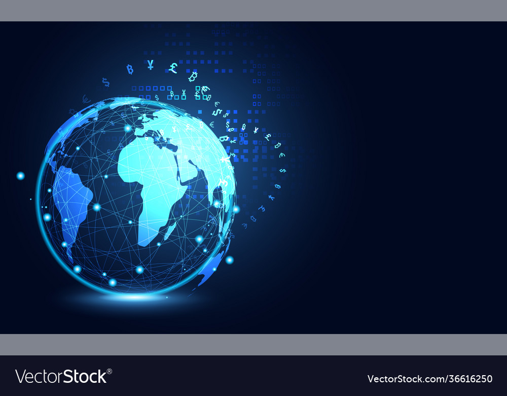 Abstract big data communication technology global Vector Image