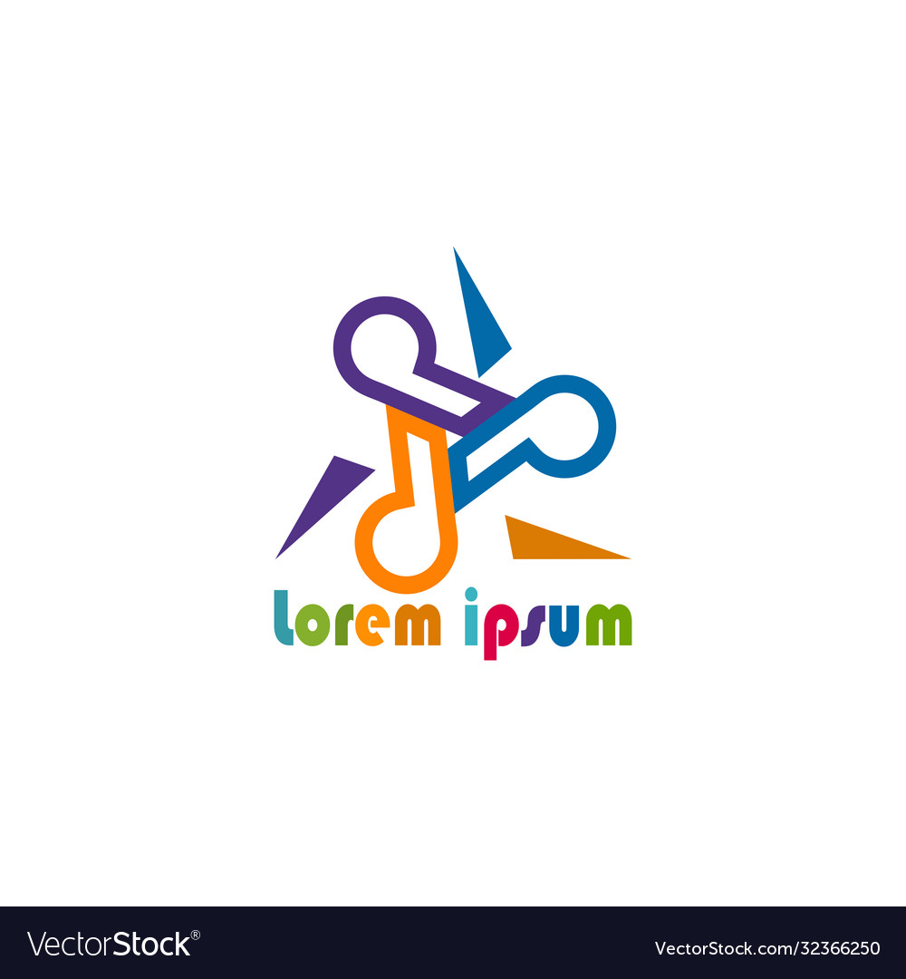 Abstract triangle color logo with tech links