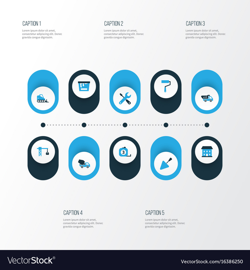 Architecture colorful icons set collection