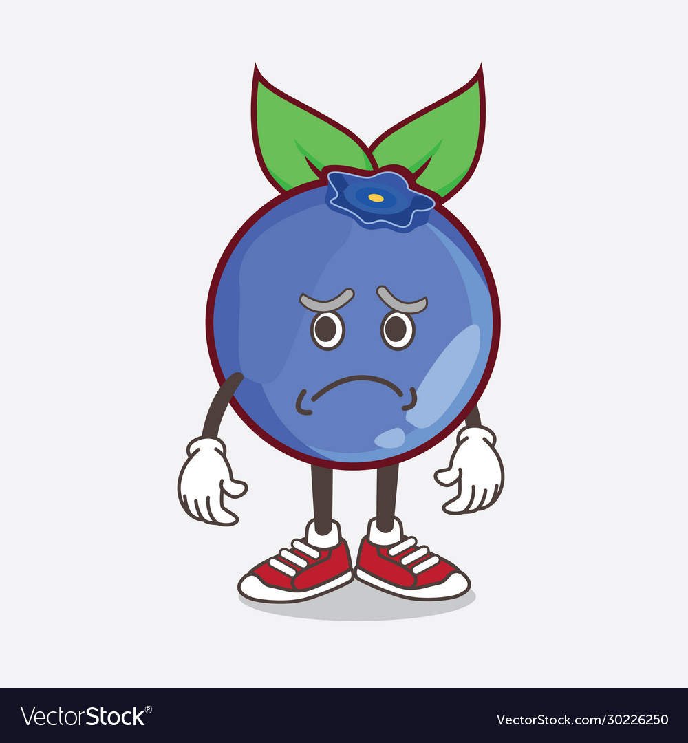 Blueberry fruit cartoon mascot character having