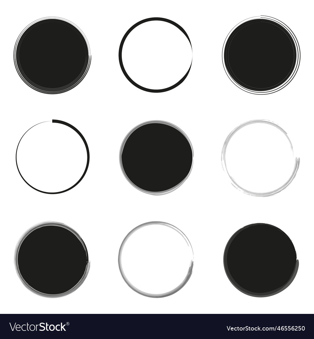 Brush circles circle frame set round shape vector image Brush circles circle frame set round shape