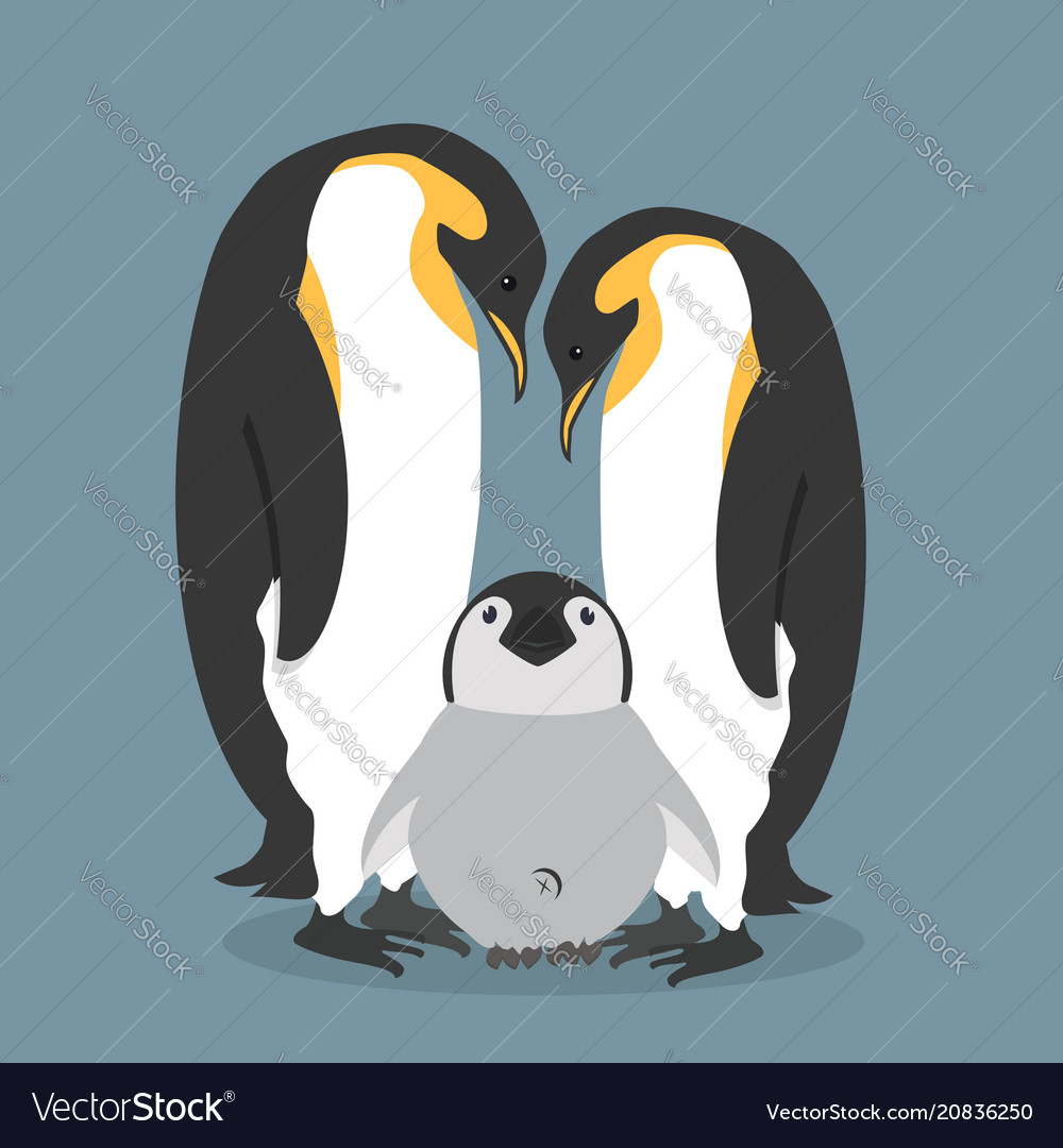 Cartoon happy penguins family Royalty Free Vector Image