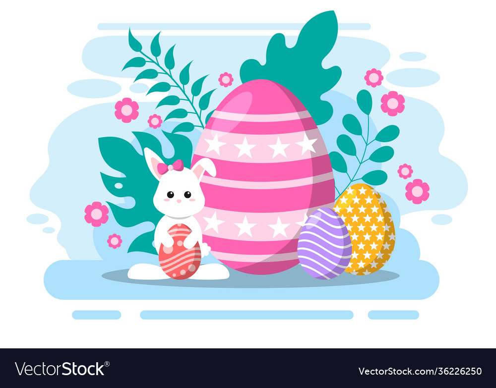 Happy easter day flat design background