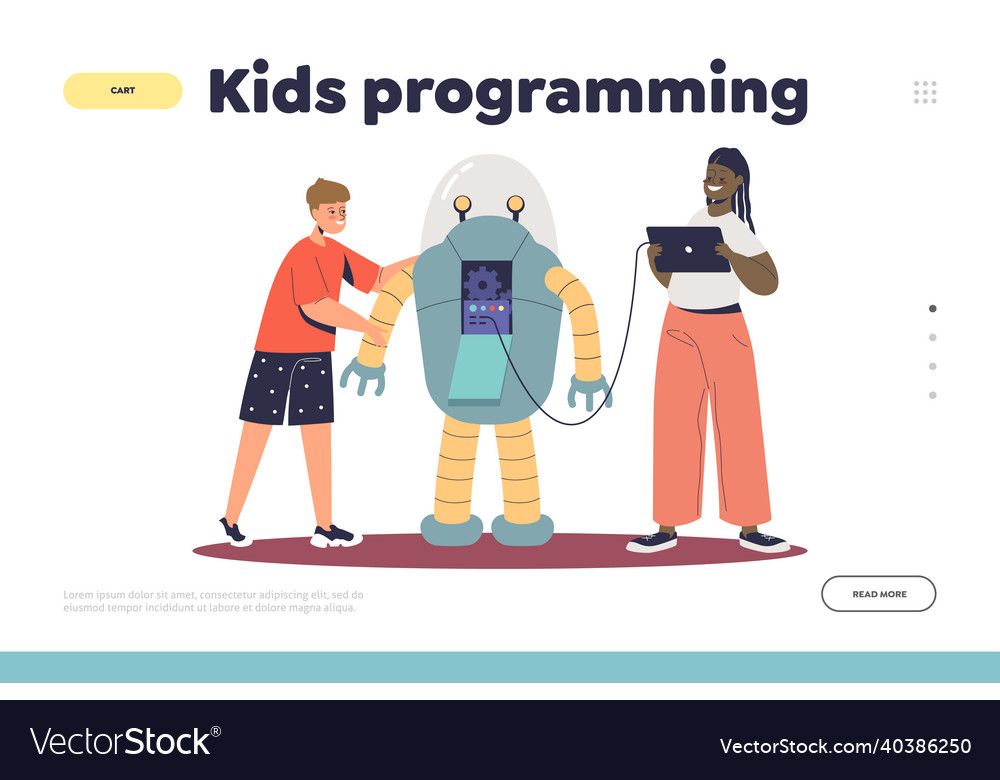 Kids programming concept of landing page vector image Kids programming concept of landing page